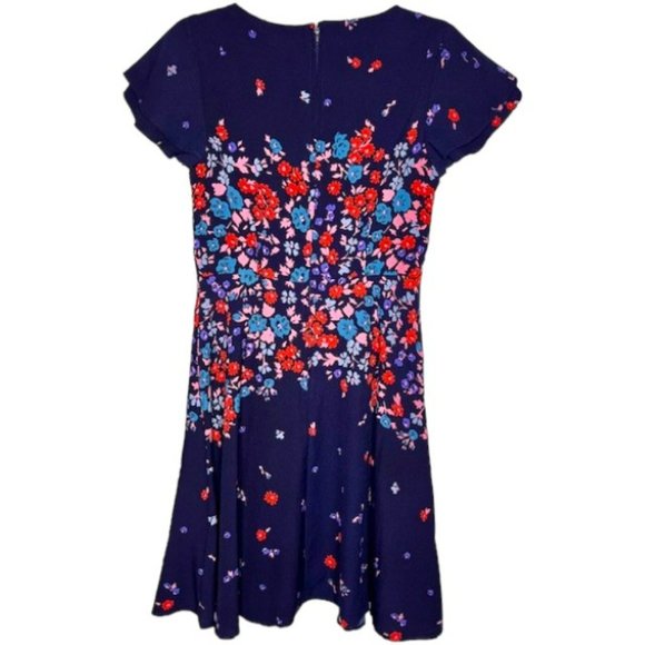ModCloth Fit/Flare Floral Dress w/Keyhole Front and Tie - Navy - M - Picture 7 of 12